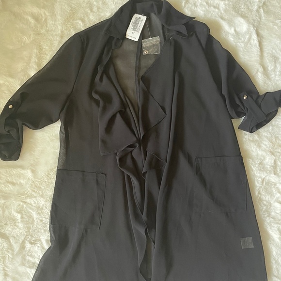 Trac Sheer 3/4 Waterfall Open Front Cardigan - Picture 4 of 5